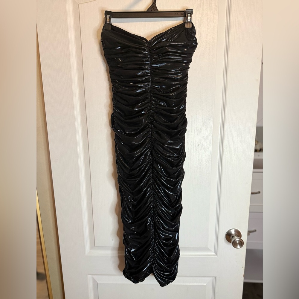 House of CB Glossy Black Evening Dress